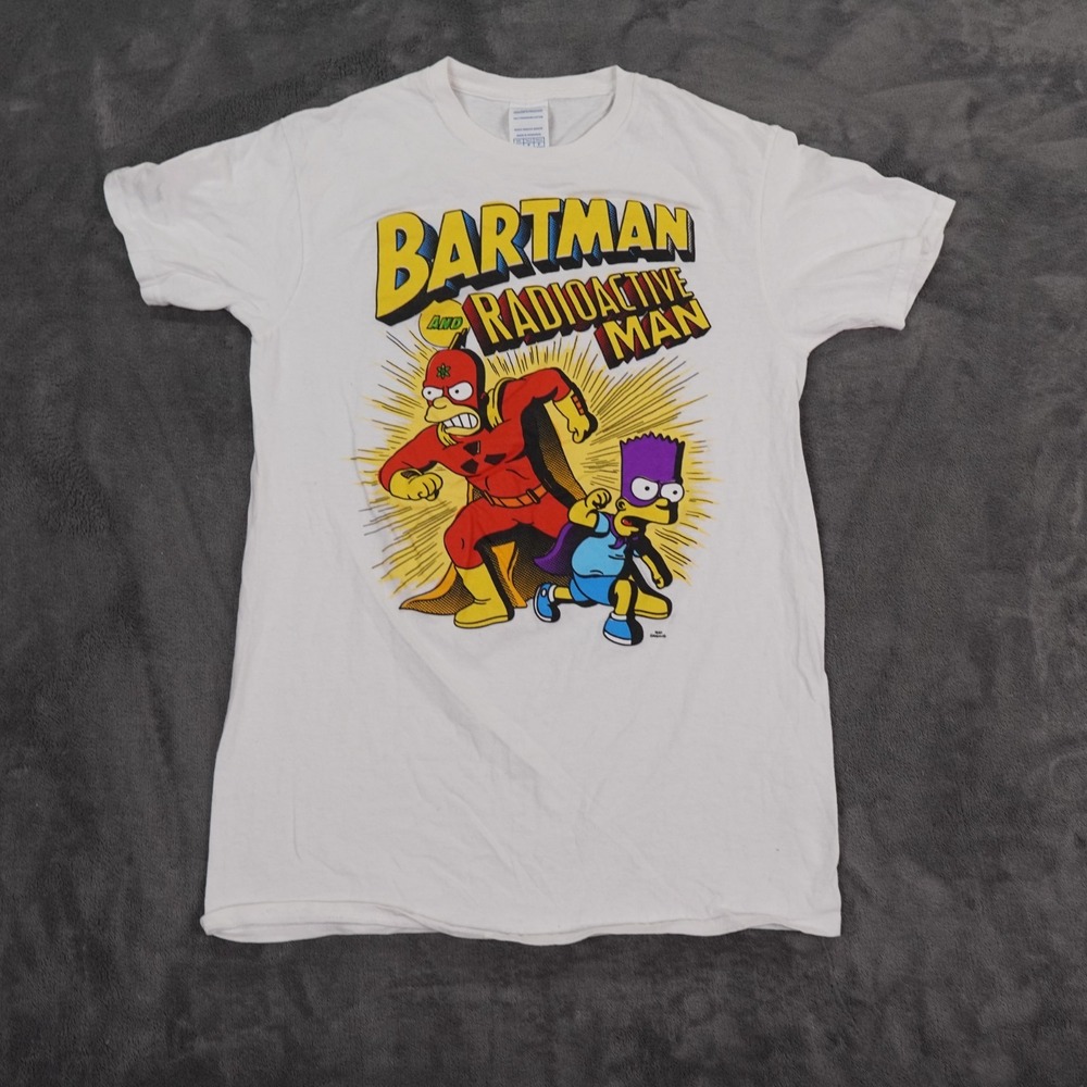 The Simpsons Bart Bartman Mens Small White Shirt Radioactive Man‎ VTG Style